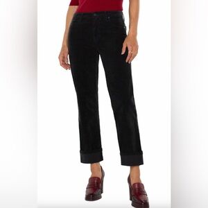 NWT Liverpool Marley Girlfriend Corduroy Pant Black 6/28 Minimalist Casual Work